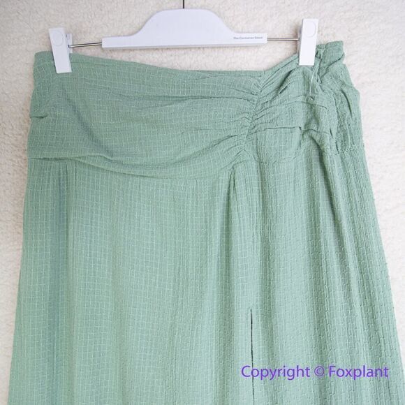 Free People - Light Green - Full Length Maxi Linen Skirt - Elastic Waist - - Picture 4 of 13
